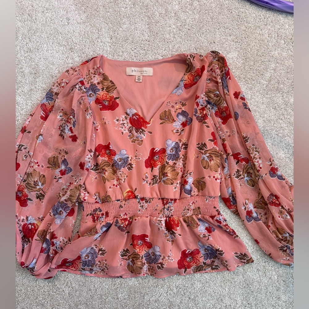 Philosophy Floral Smocked Waist Blouse